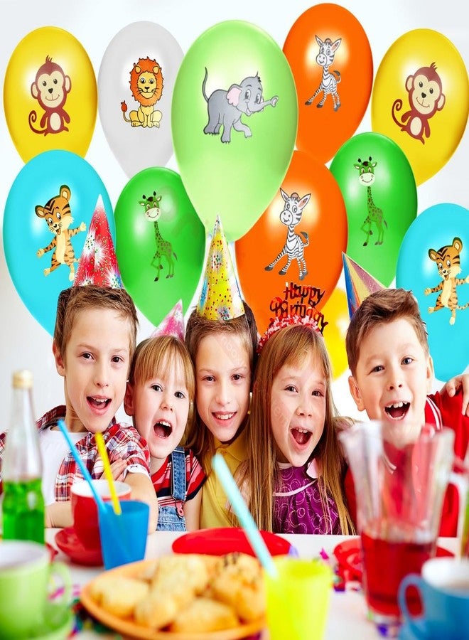 بروبسيكل مجموعة بالونات بروبسيكل بتصميم غابة، 10 بالونات لاتكس مطبوعة عليها حيوانات الغابة، مقاس 12 بوصة، مثالية لأعياد ميلاد الأطفال، وديكور حفلات بطابع سفاري/حديقة حيوانات للأولاد والبنات، متعددة الألوان - Image 4